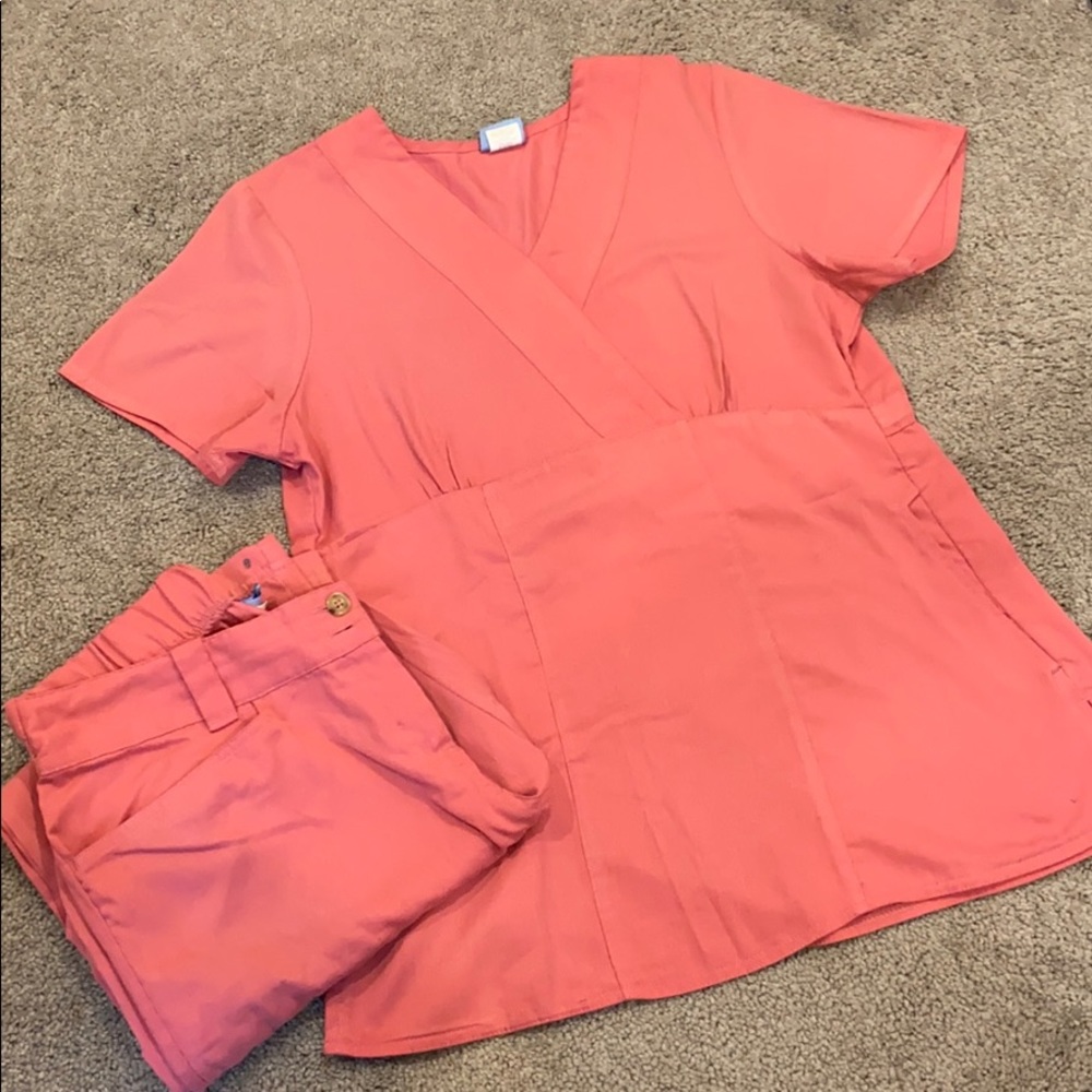 Classic Cord By Barco Salmon Pink Scrub Set